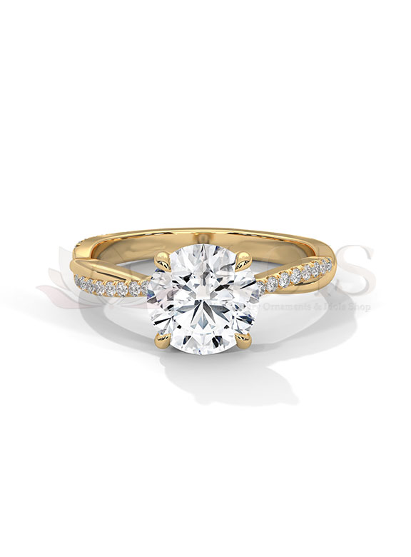 Eternal Round Brilliant Twist Pave Diamond Engagement Ring